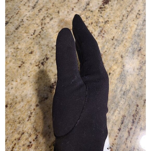 Vintage One Size Black White Patent Leather GoGo Girl 8" Gloves Safety Pin - Picture 16 of 16